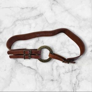 Leatherock Made in USA Hammered Circle Belt Buckle Multi Adjustable Brown M